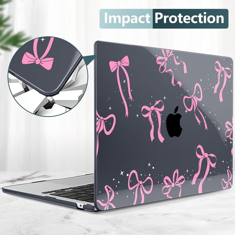 DONGKE for M4 MacBook Air 13.6 Inch Case 2025 2024 2023 2022 Model A3240 A3113 A2681 M3 M2 Chip, Plastic Hard Shell Case Cover with Touch ID for MacBook Air 13 Inch M4 - Bows & Stars - Image 5